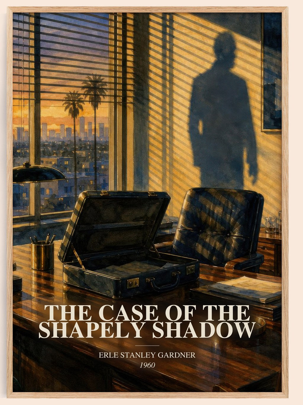 The Case Of The Shapely Shadow watercolour book poster by Erle Stanley Gardner – framed literary art print