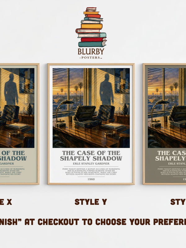 The Case Of The Shapely Shadow bookish print in frame leaning in hallway – mystery wall art