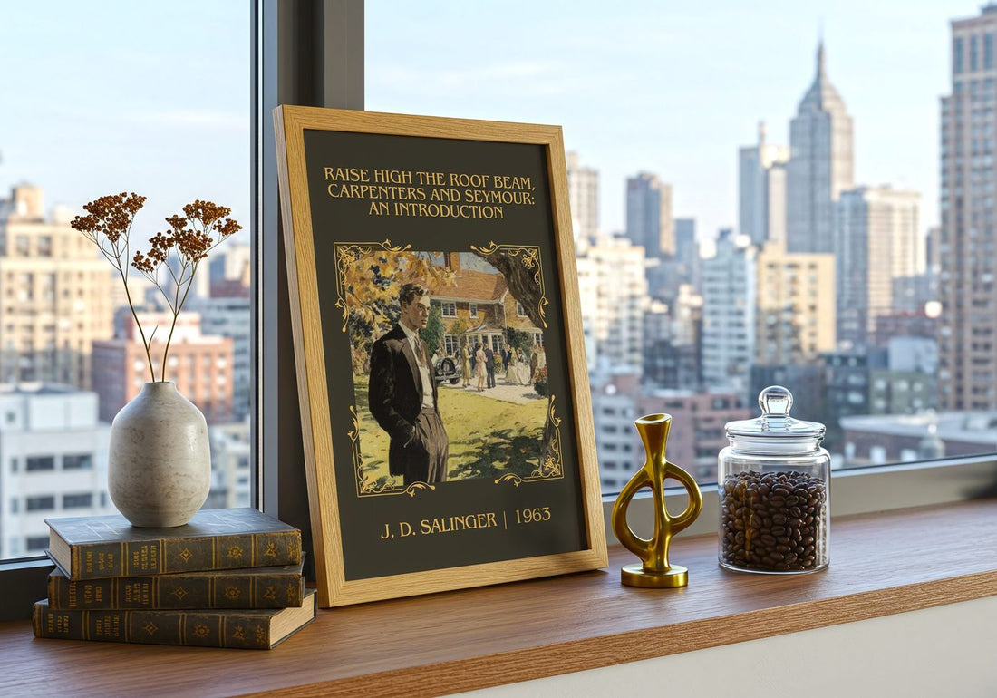 Raise High The Roof Beam, Carpenters And Seymour: An Introduction – framed print on a city-view windowsill