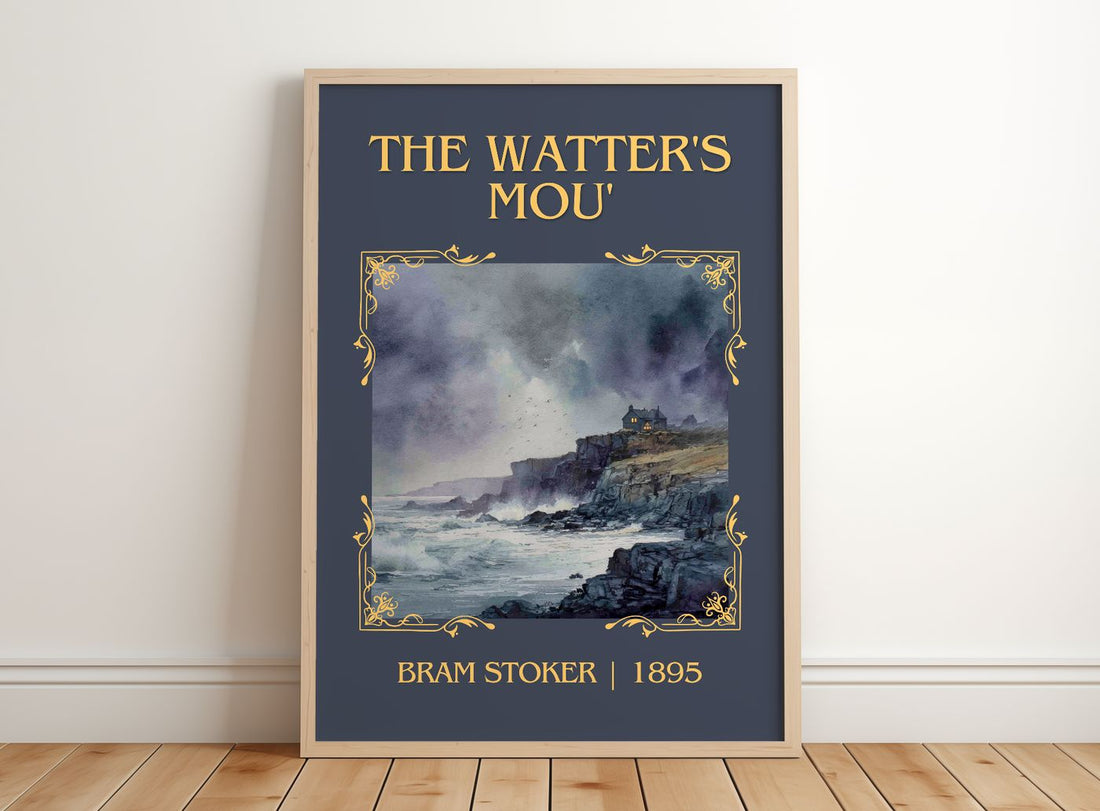 The Watter'S Mou' Classic Book Art Print by Bram Stoker – framed print leaning on a wooden floor