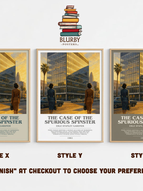 The Case Of The Spurious Spinster bookish print in frame leaning in hallway – mystery wall art