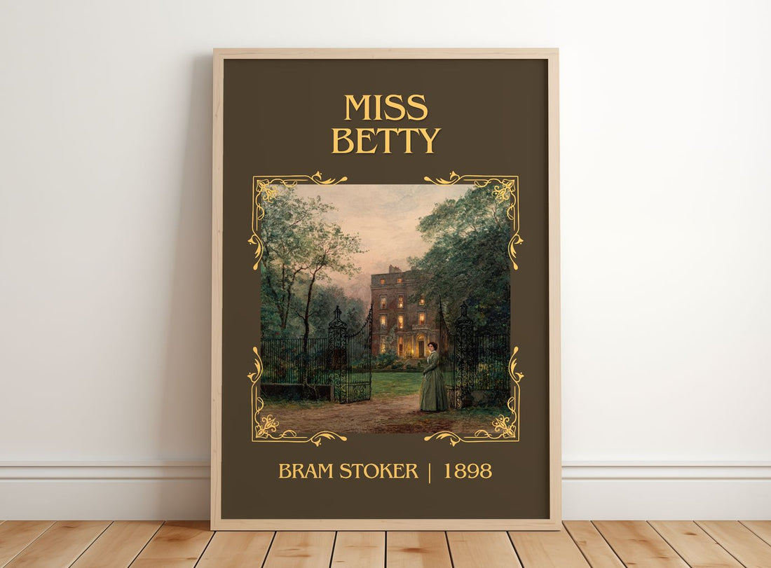 Miss Betty Classic Book Art Print by Bram Stoker – framed print leaning on a wooden floor