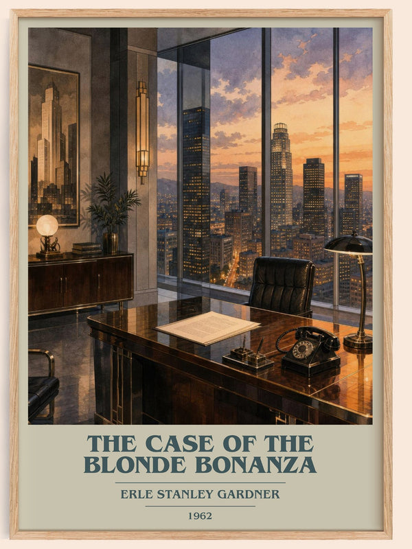 The Case Of The Blonde Bonanza book cover book poster by Erle Stanley Gardner – framed literary art print