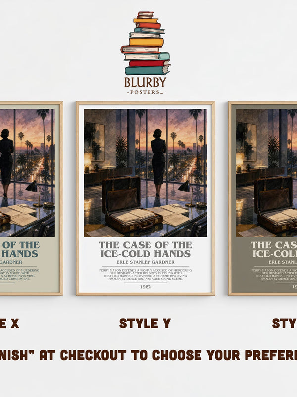 The Case Of The Ice-Cold Hands bookish print in frame leaning in hallway – mystery wall art