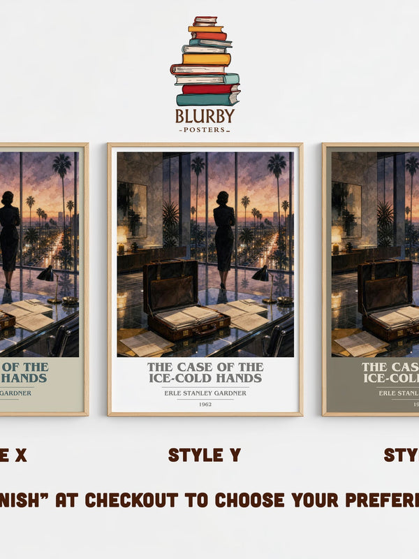 The Case Of The Ice-Cold Hands book cover print in frame leaning in hallway – mystery wall art