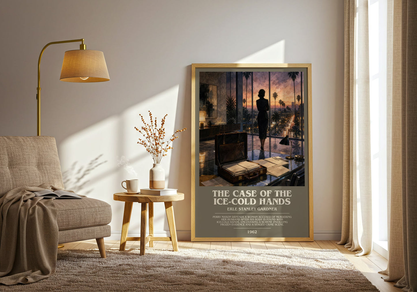 The Case Of The Ice-Cold Hands bookish print on bookshelf – Erle Stanley Gardner fan gift