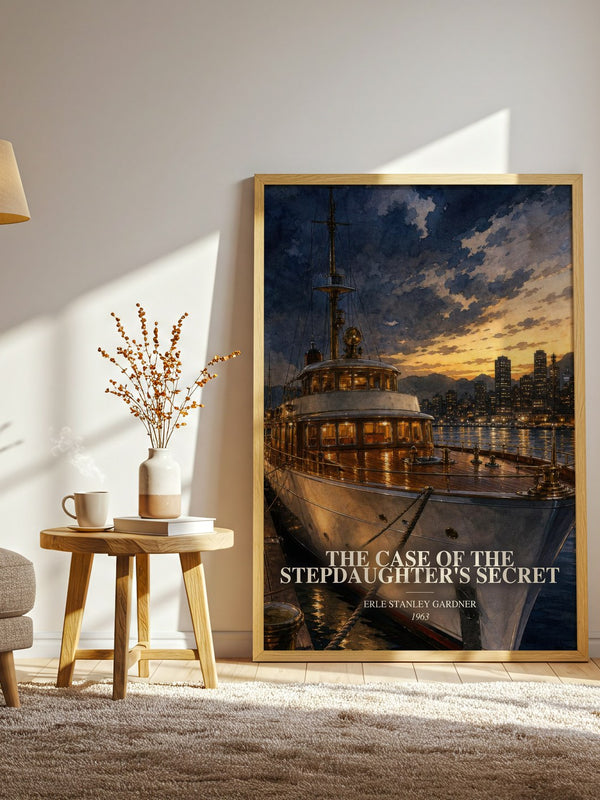 The Case Of The Stepdaughter'S Secret watercolour print in frame leaning in hallway – mystery wall art