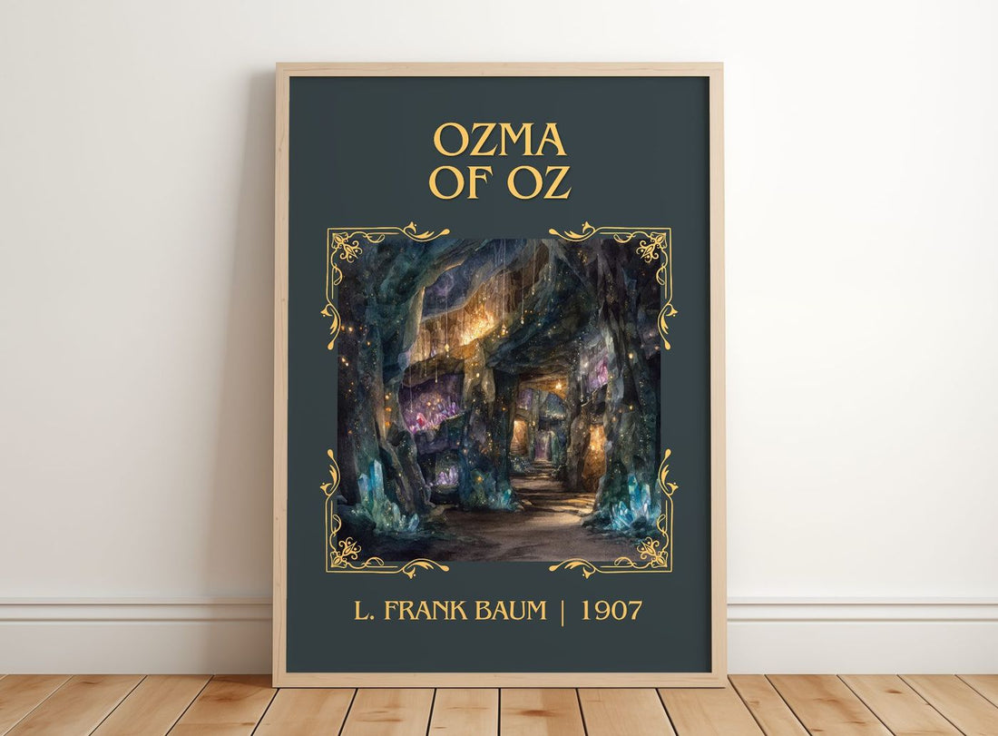 Ozma Of Oz Classic Book Art Print by L. Frank Baum – framed print leaning on a wooden floor