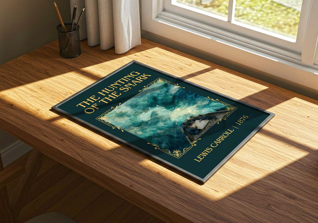 The Hunting Of The Snark Classic Book Art Print by Lewis Carroll – print on a sunlit desk