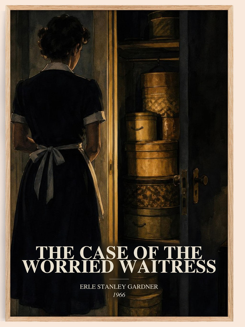 The Case Of The Worried Waitress watercolour book poster by Erle Stanley Gardner – framed literary art print
