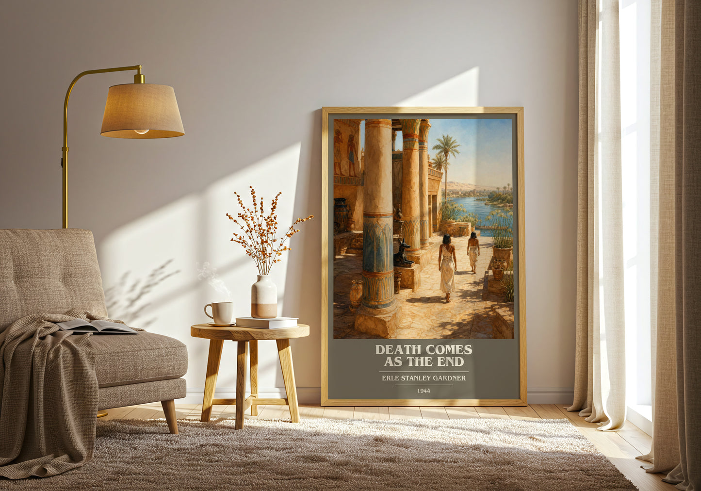 Death Comes As The End book cover print on bookshelf – Erle Stanley Gardner fan gift