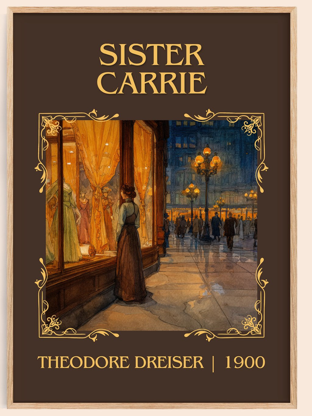 Sister Carrie Classic Book Art Print by Theodore Dreiser – book poster