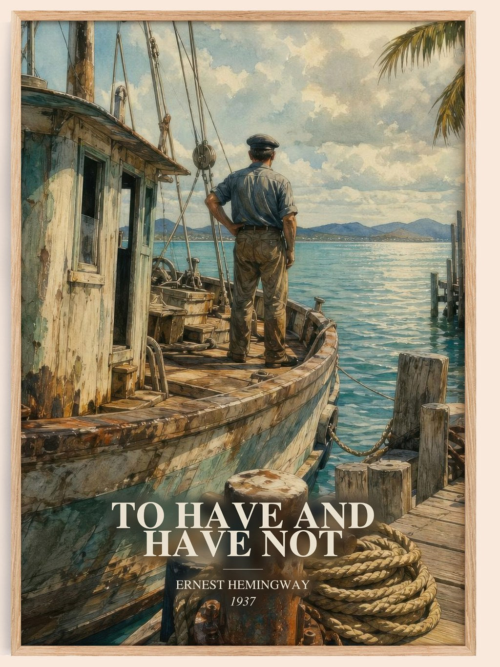 To Have And Have Not watercolour book poster by Ernest Hemingway – framed literary art print