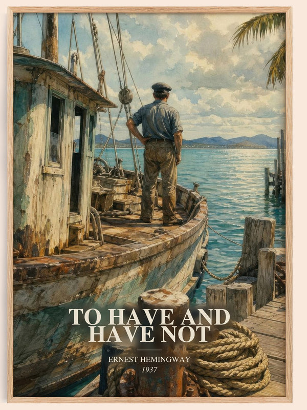 To Have And Have Not watercolour book poster by Ernest Hemingway – framed literary art print