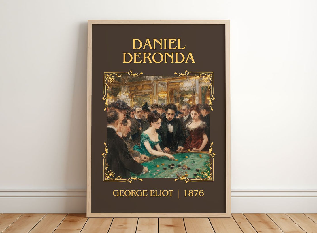 Daniel Deronda Classic Book Art Print by George Eliot – framed print leaning on a wooden floor