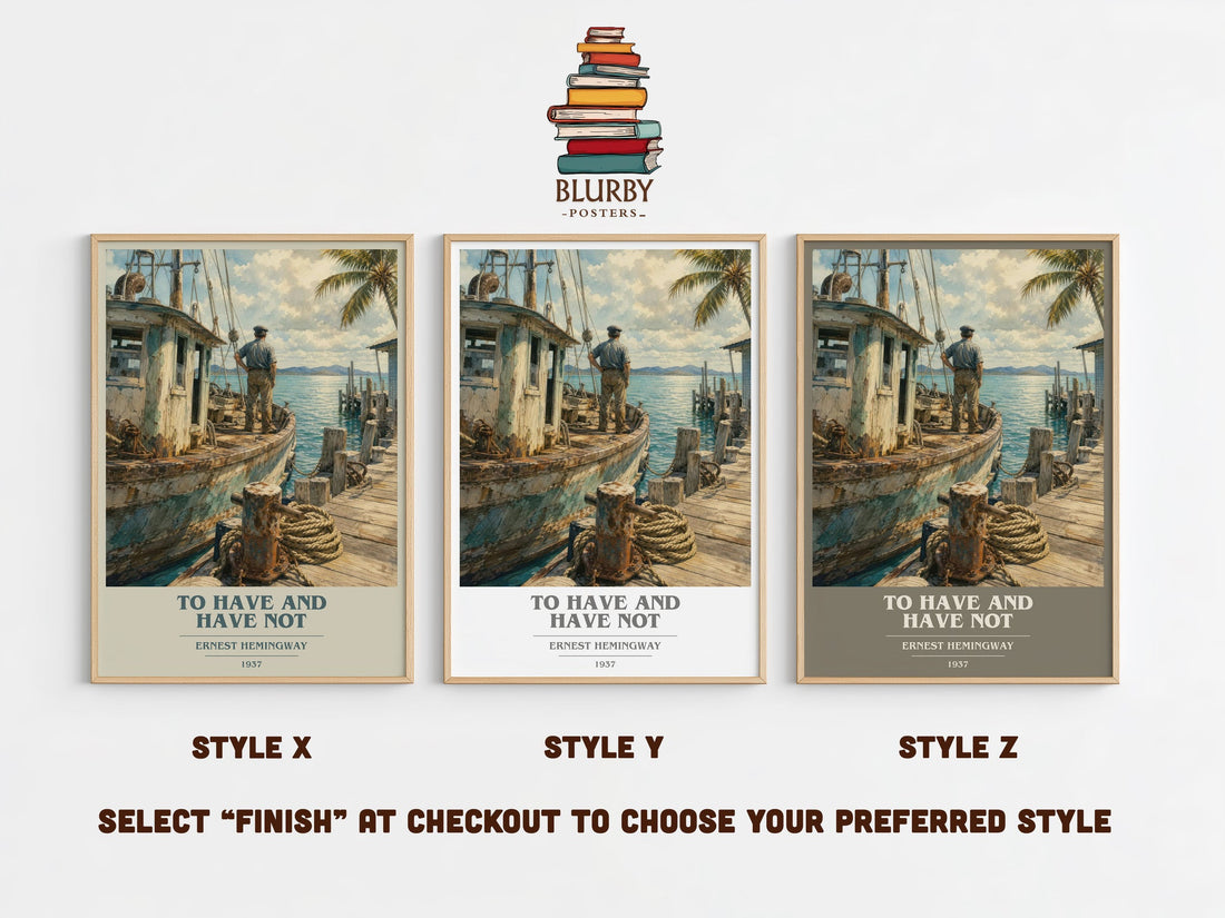 To Have And Have Not book cover print in frame leaning in hallway – literary fiction wall art (mockup)