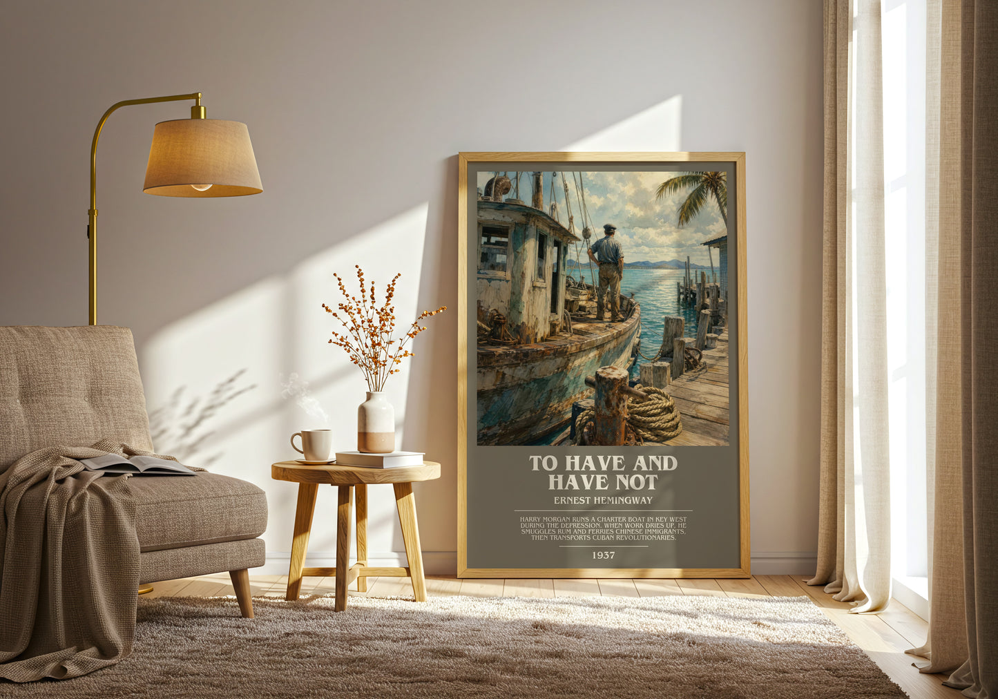 To Have And Have Not bookish print on bookshelf – Ernest Hemingway fan gift