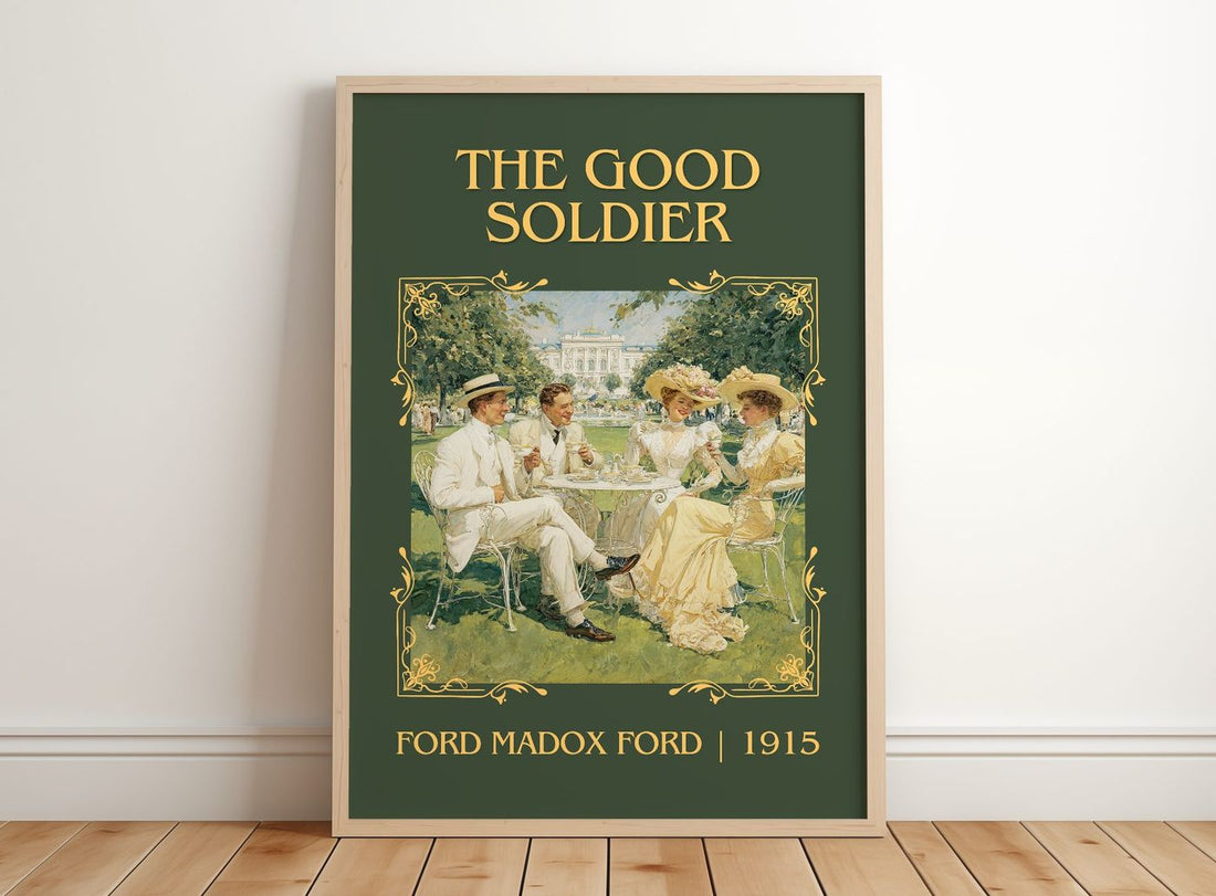 The Good Soldier Classic Book Art Print by Ford Madox Ford – framed print leaning on a wooden floor