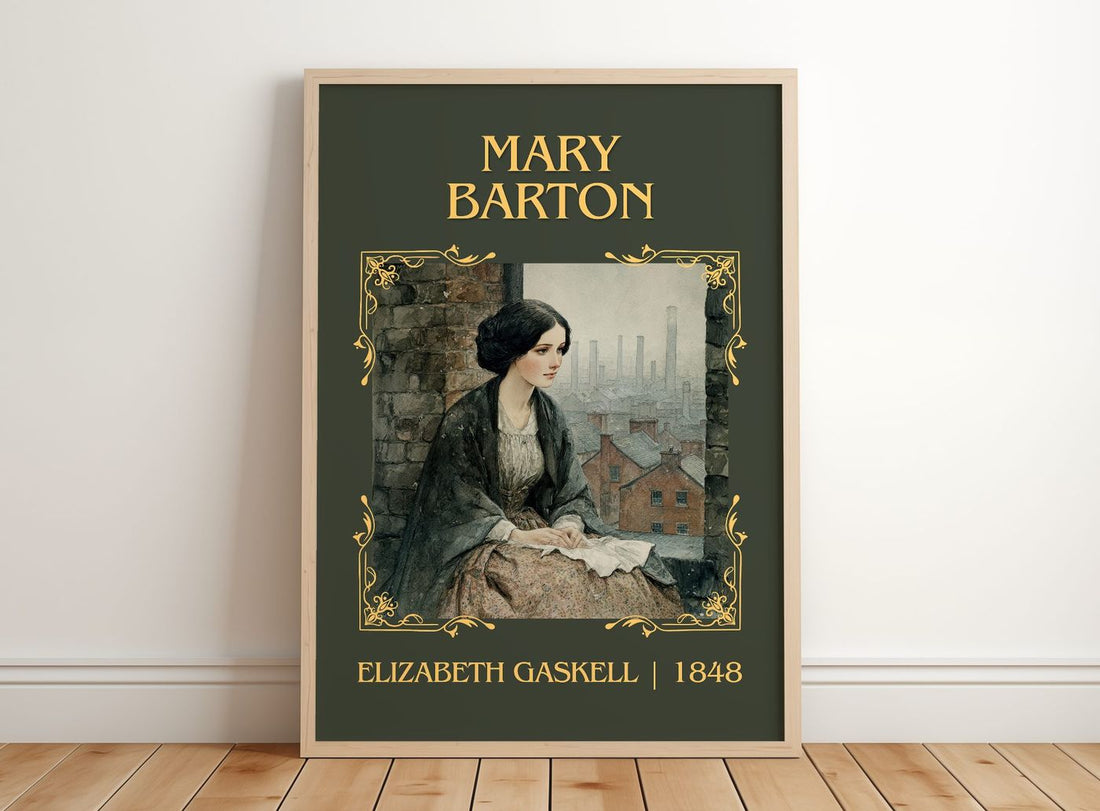 Mary Barton Classic Book Art Print by Elizabeth Gaskell – framed print leaning on a wooden floor
