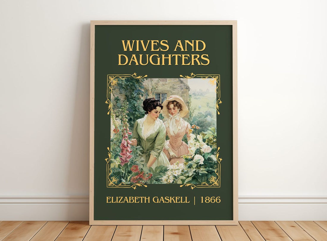 Wives And Daughters Classic Book Art Print by Elizabeth Gaskell – framed print leaning on a wooden floor