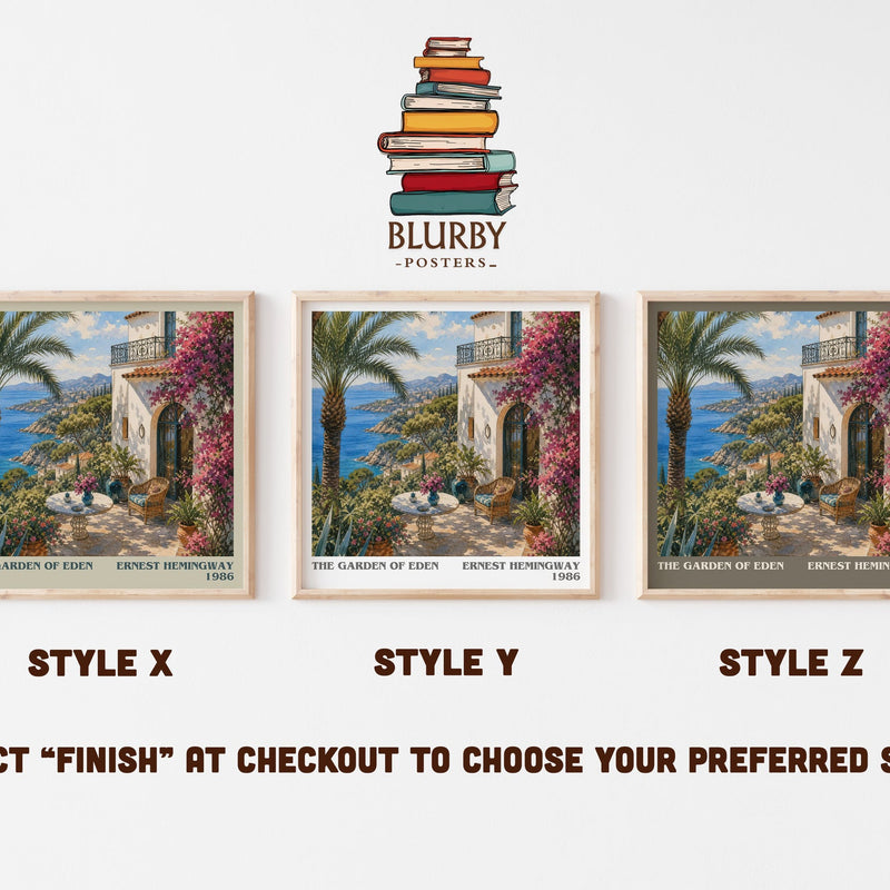 The Garden Of Eden literary print in frame leaning in hallway – literary fiction wall art