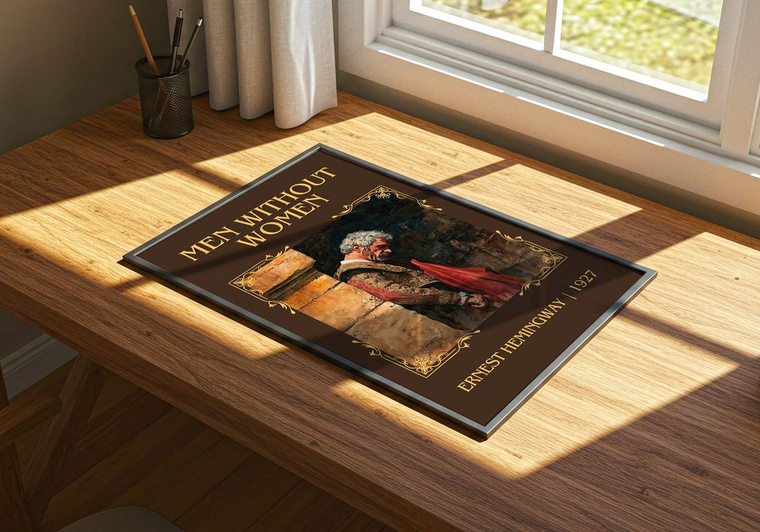 Men Without Women Classic Book Art Print by Ernest Hemingway – print on a sunlit desk