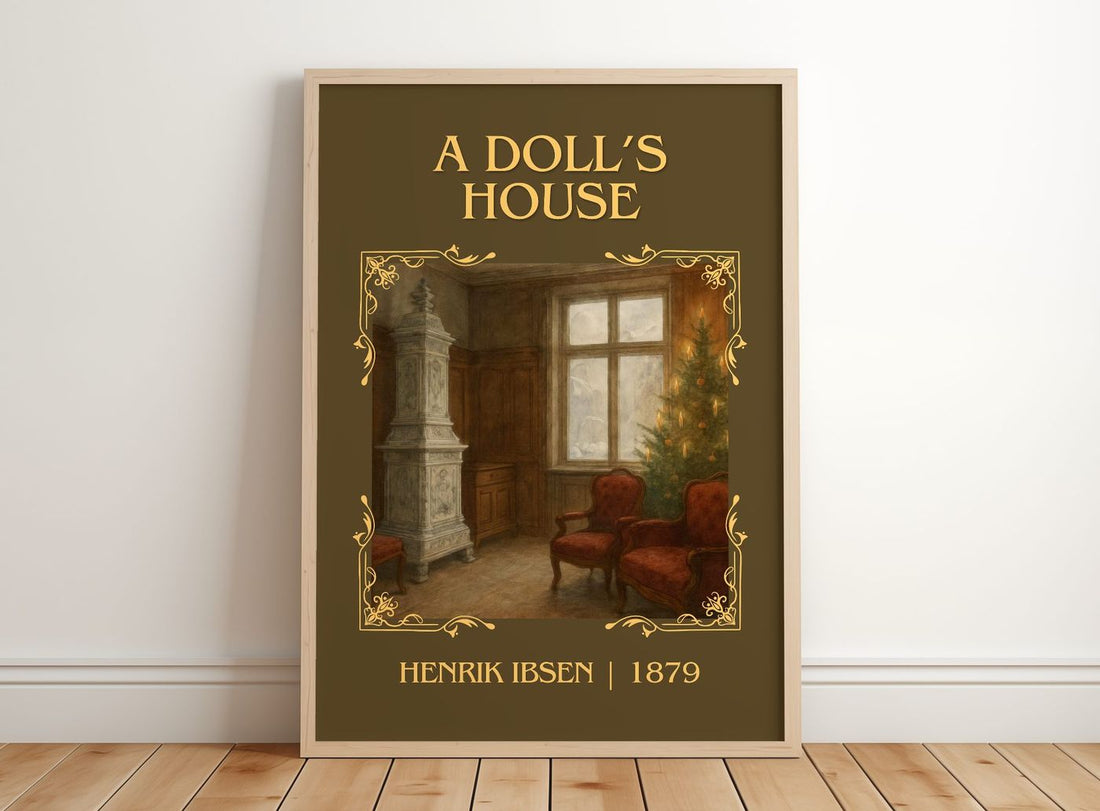 A Doll’S House Classic Book Art Print by Henrik Ibsen – framed print leaning on a wooden floor