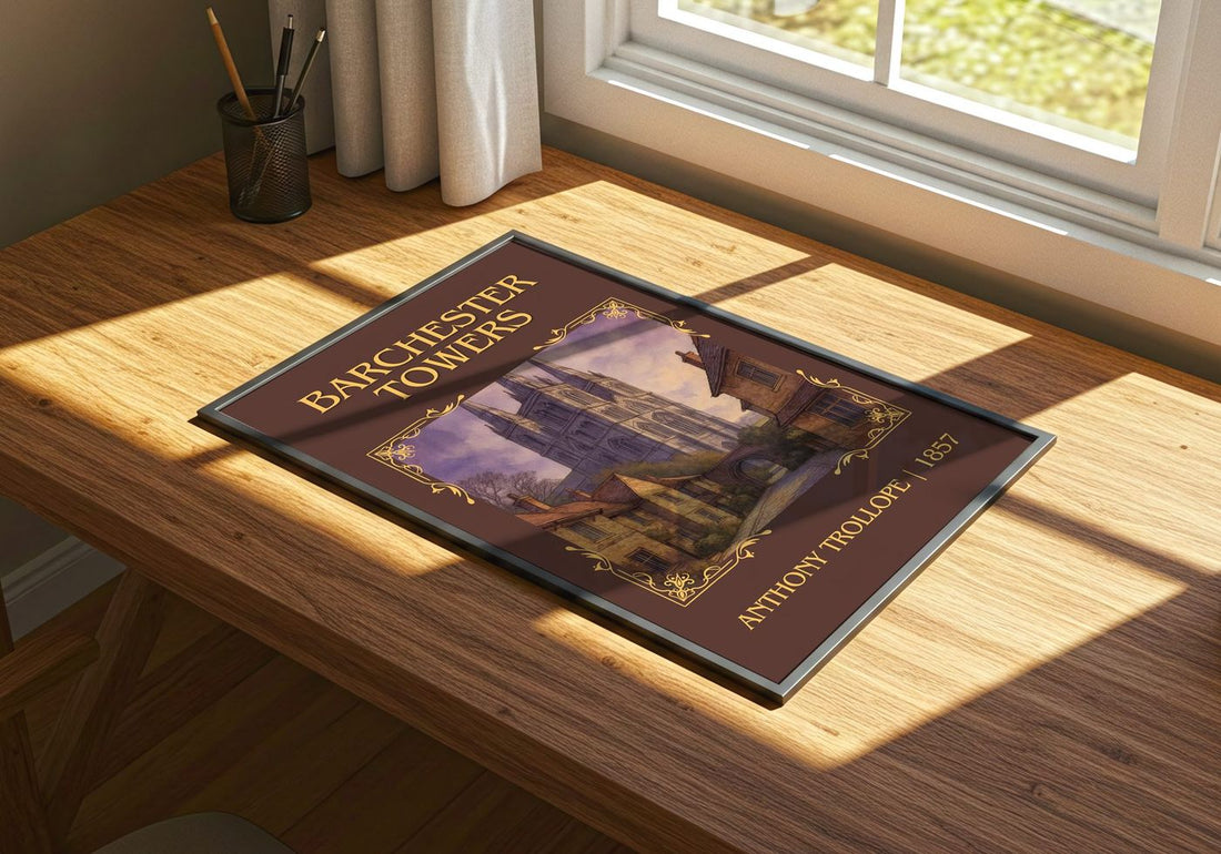 Barchester Towers Classic Book Art Print by Anthony Trollope – print on a sunlit desk