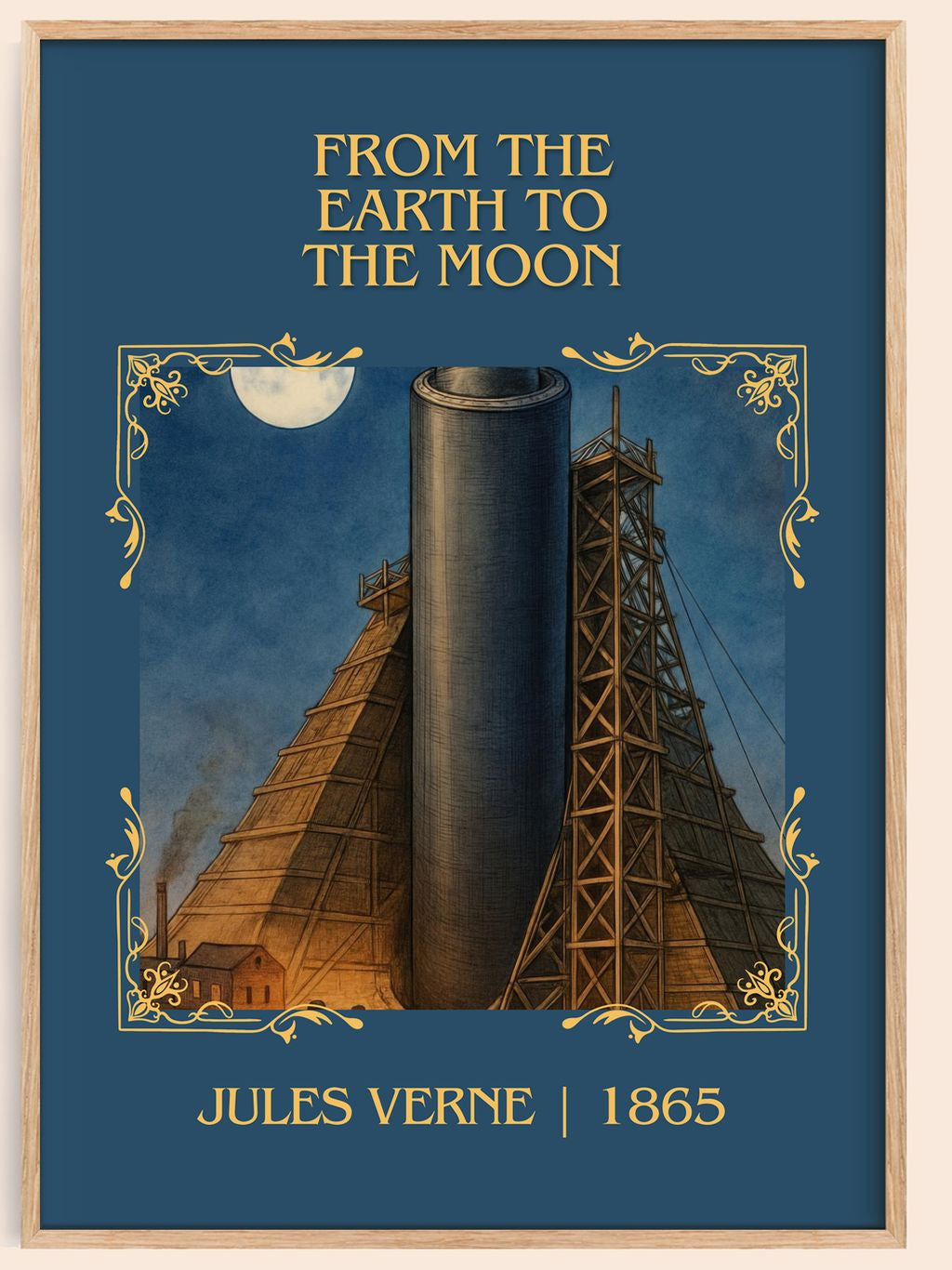 From The Earth To The Moon Classic Book Art Print by Jules Verne – book poster