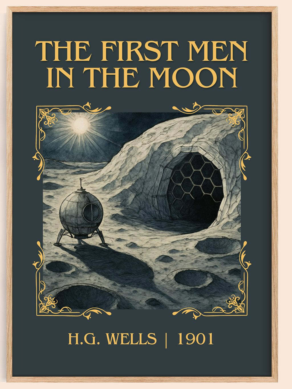 The First Men In The Moon Classic Book Art Print by H.G. Wells – book poster
