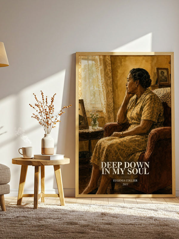 Deep Down In My Soul watercolour print in frame leaning in hallway – non fiction wall art