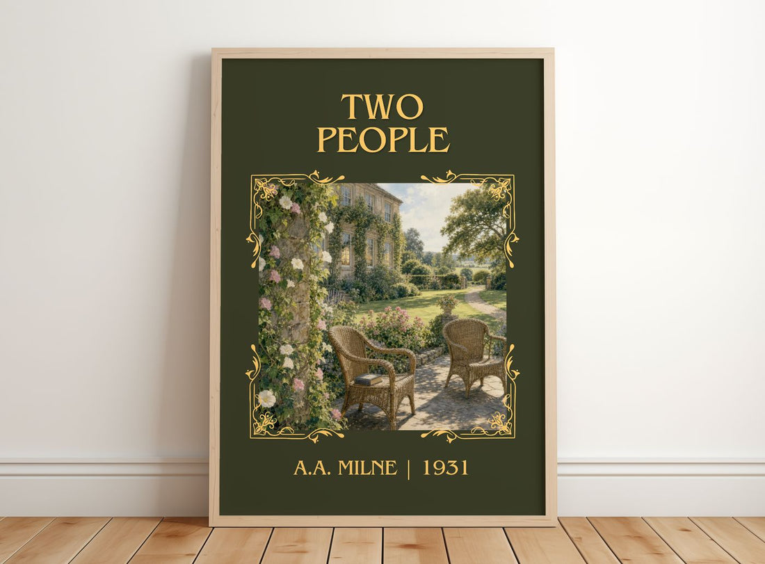 Two People Classic Book Art Print by A.A. Milne – framed print leaning on a wooden floor
