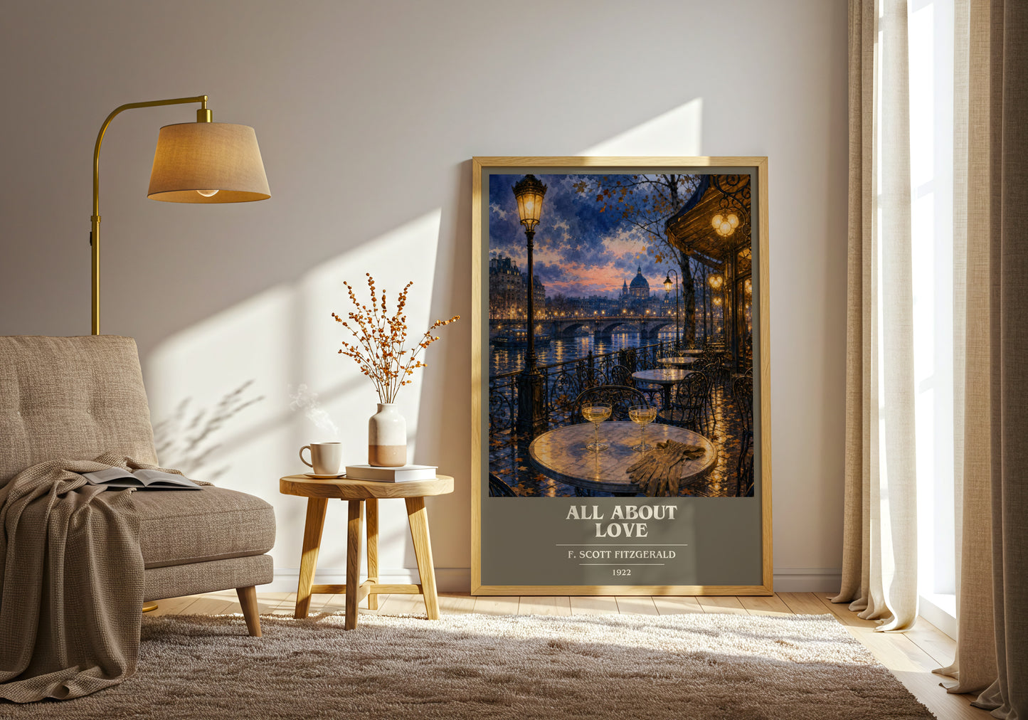 All About Love book cover print on bookshelf – F. Scott Fitzgerald fan gift