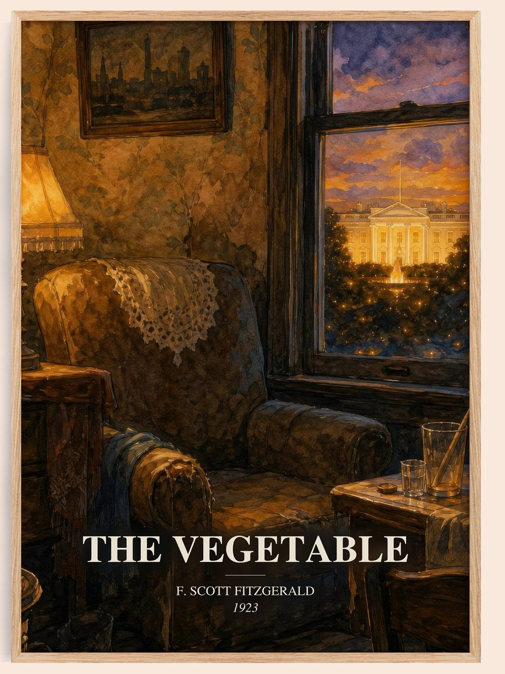 The Vegetable watercolour book poster by F. Scott Fitzgerald – framed literary art print