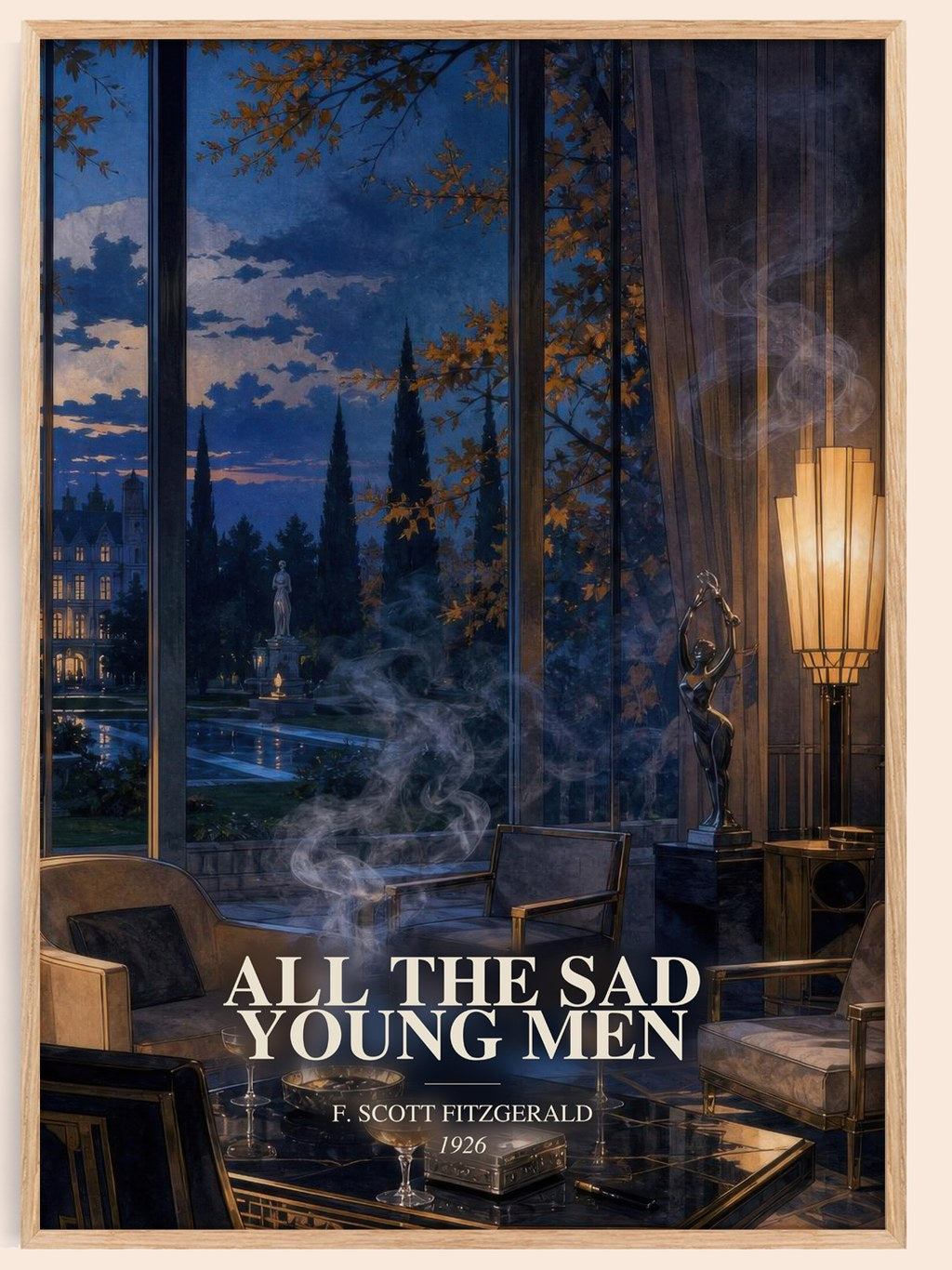 All The Sad Young Men watercolour book poster by F. Scott Fitzgerald – framed literary art print