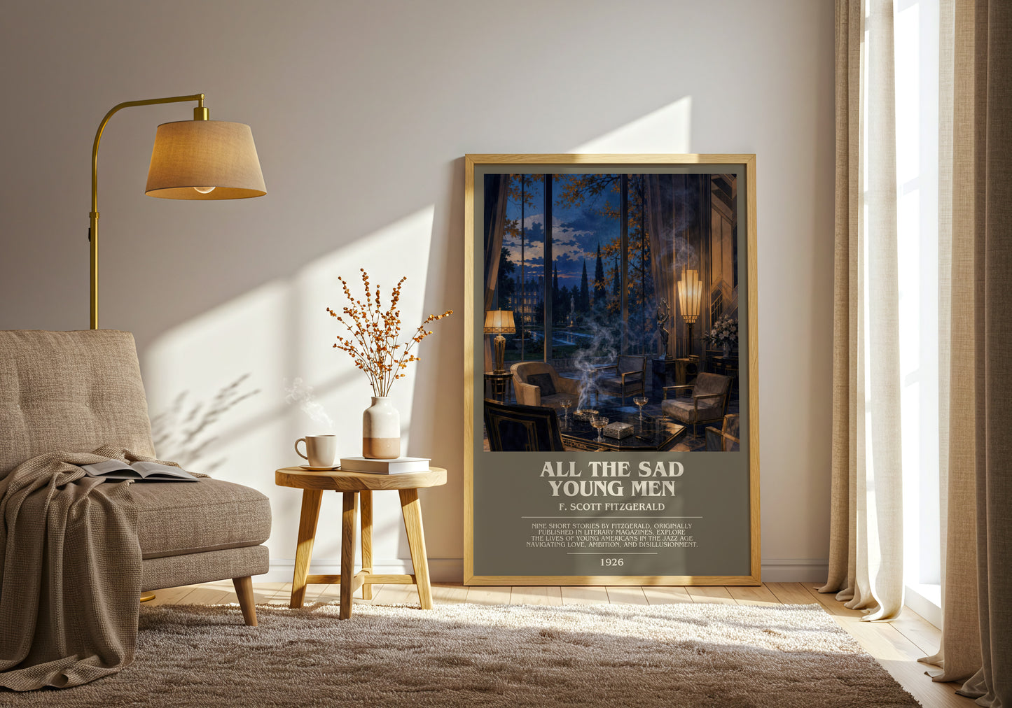 All The Sad Young Men bookish print on bookshelf – F. Scott Fitzgerald fan gift