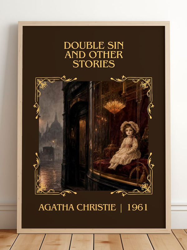 Double Sin And Other Stories Classic Book Art Print by Agatha Christie – framed print leaning on a wooden floor