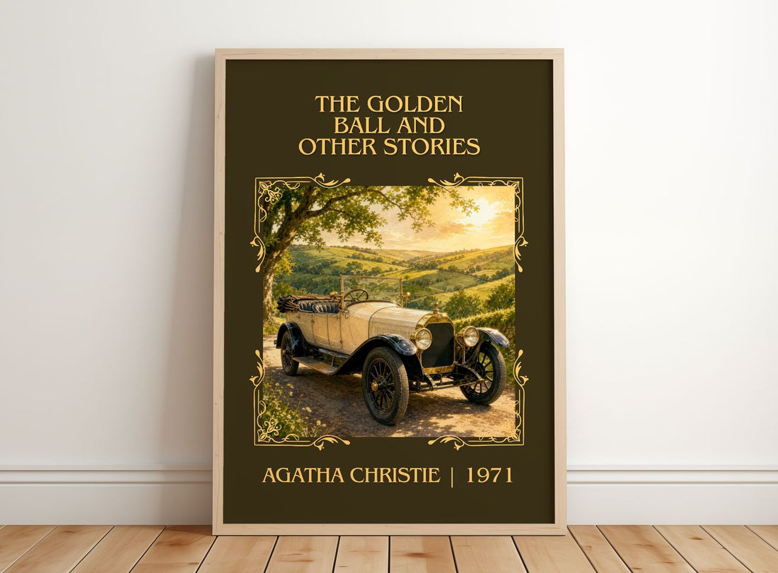Golden Ball And Other Stories Classic Book Art Print by A. Christie – framed print leaning on a wooden floor