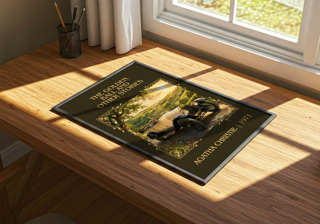 Golden Ball And Other Stories Classic Book Art Print by A. Christie – print on a sunlit desk