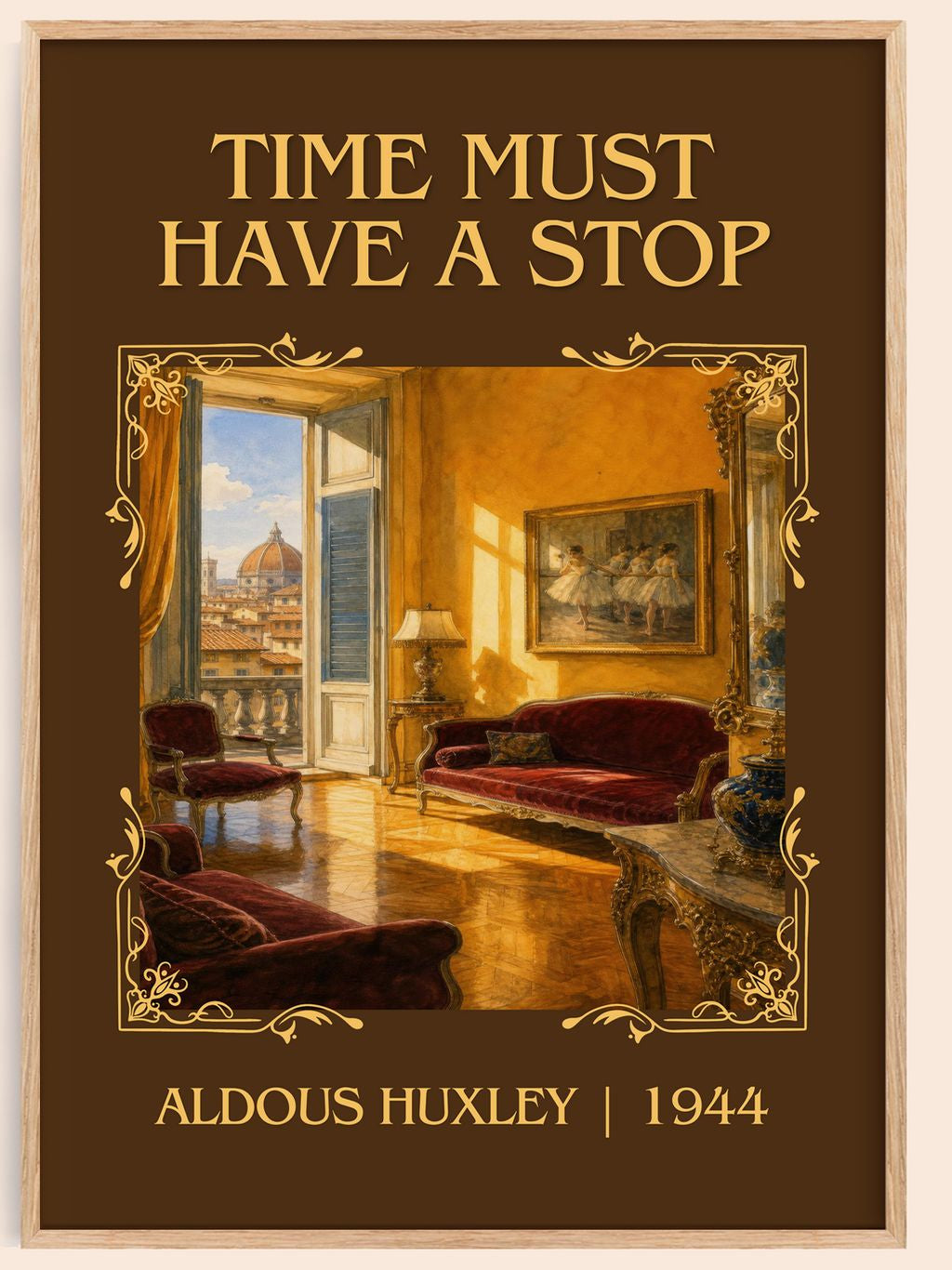 Time Must Have A Stop Classic Book Art Print by Aldous Huxley – book poster
