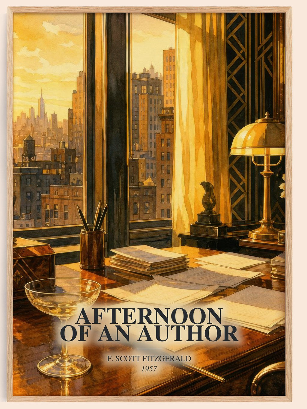 Afternoon Of An Author watercolour book poster by F. Scott Fitzgerald – framed literary art print