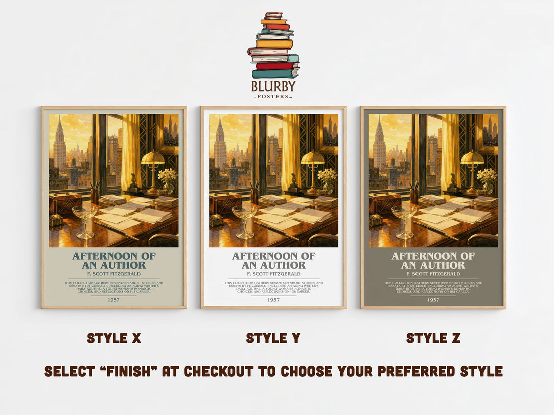 Afternoon Of An Author bookish print in frame leaning in hallway – literary fiction wall art (mockup)