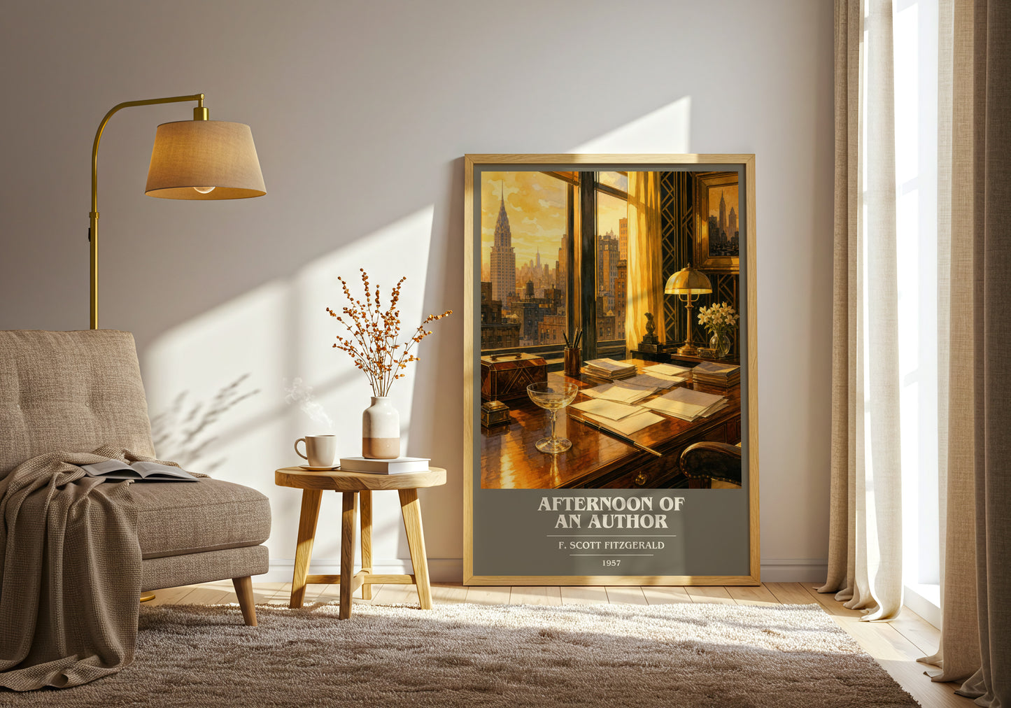 Afternoon Of An Author book cover print on bookshelf – F. Scott Fitzgerald fan gift