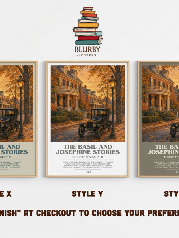 The Basil And Josephine Stories bookish print in frame leaning in hallway – coming of age wall art