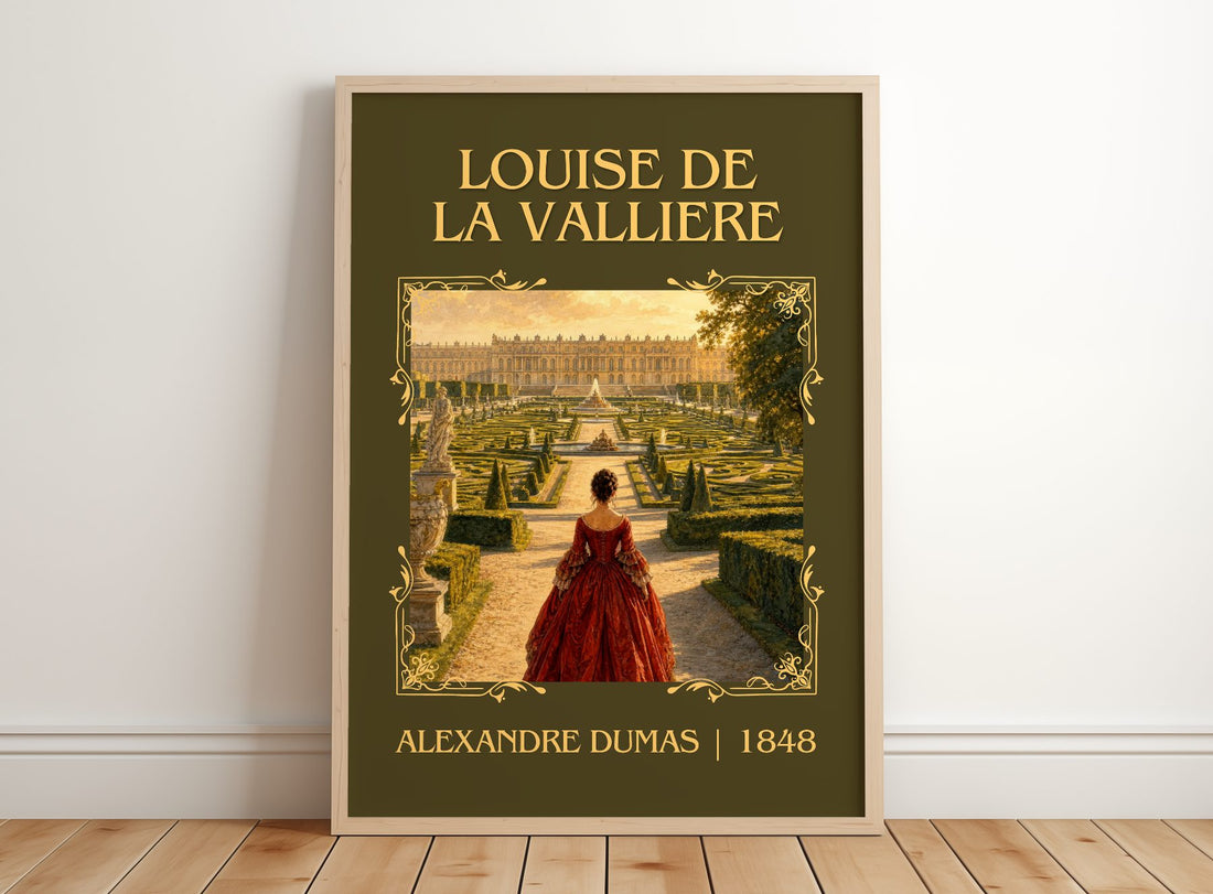 Louise De La Vallière Classic Book Art Print by Alexandre Dumas – framed print leaning on a wooden floor