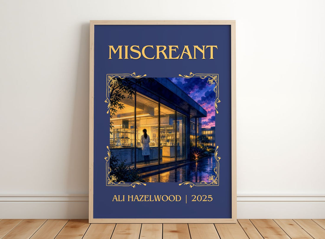 Miscreant Classic Book Art Print by Ali Hazelwood – framed print leaning on a wooden floor
