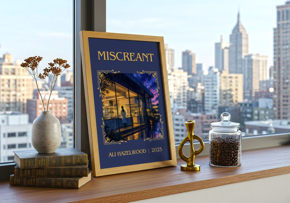 Miscreant Classic Book Art Print by Ali Hazelwood – framed print on a city-view windowsill