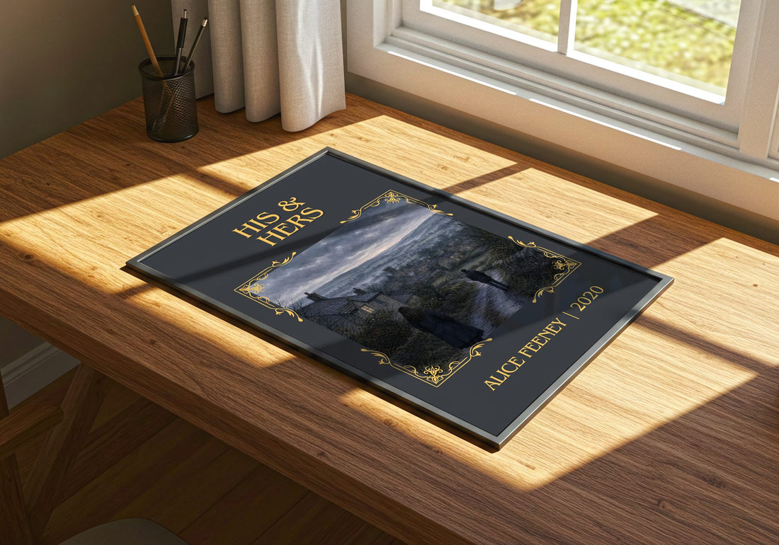 His & Hers Classic Book Art Print by Alice Feeney – print on a sunlit desk