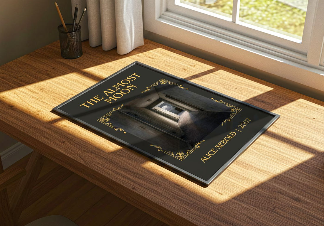 The Almost Moon Classic Book Art Print by Alice Sebold – print on a sunlit desk