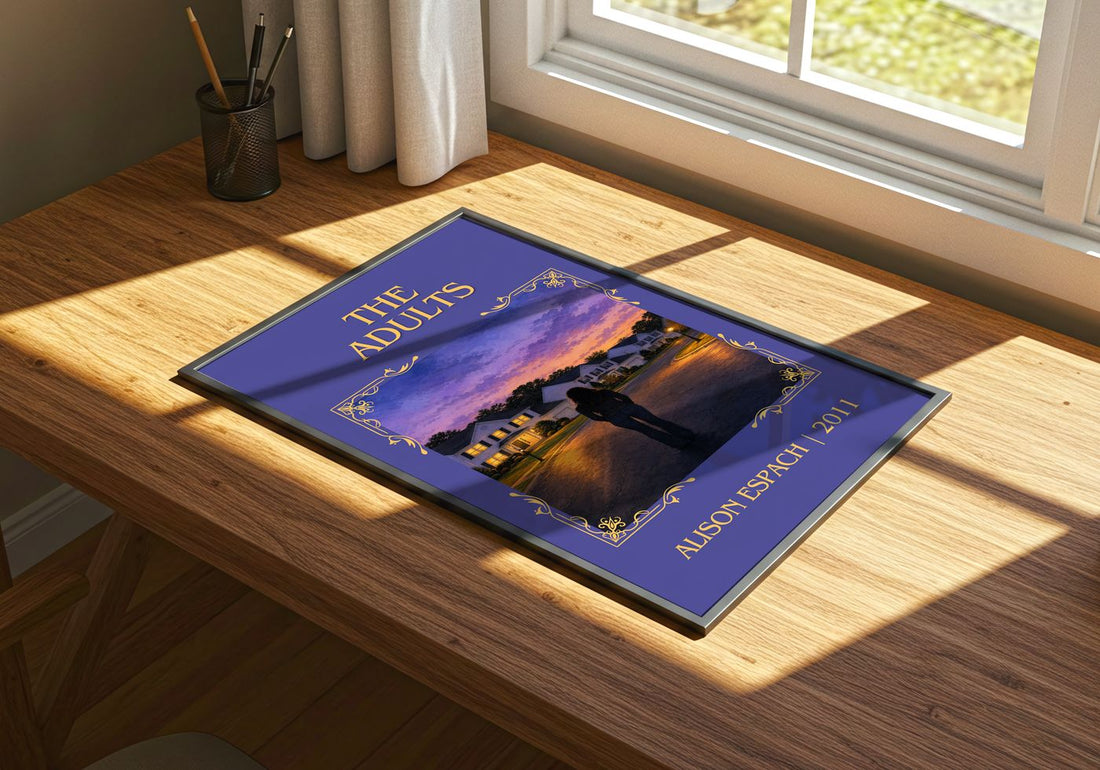 The Adults Classic Book Art Print by Alison Espach – print on a sunlit desk